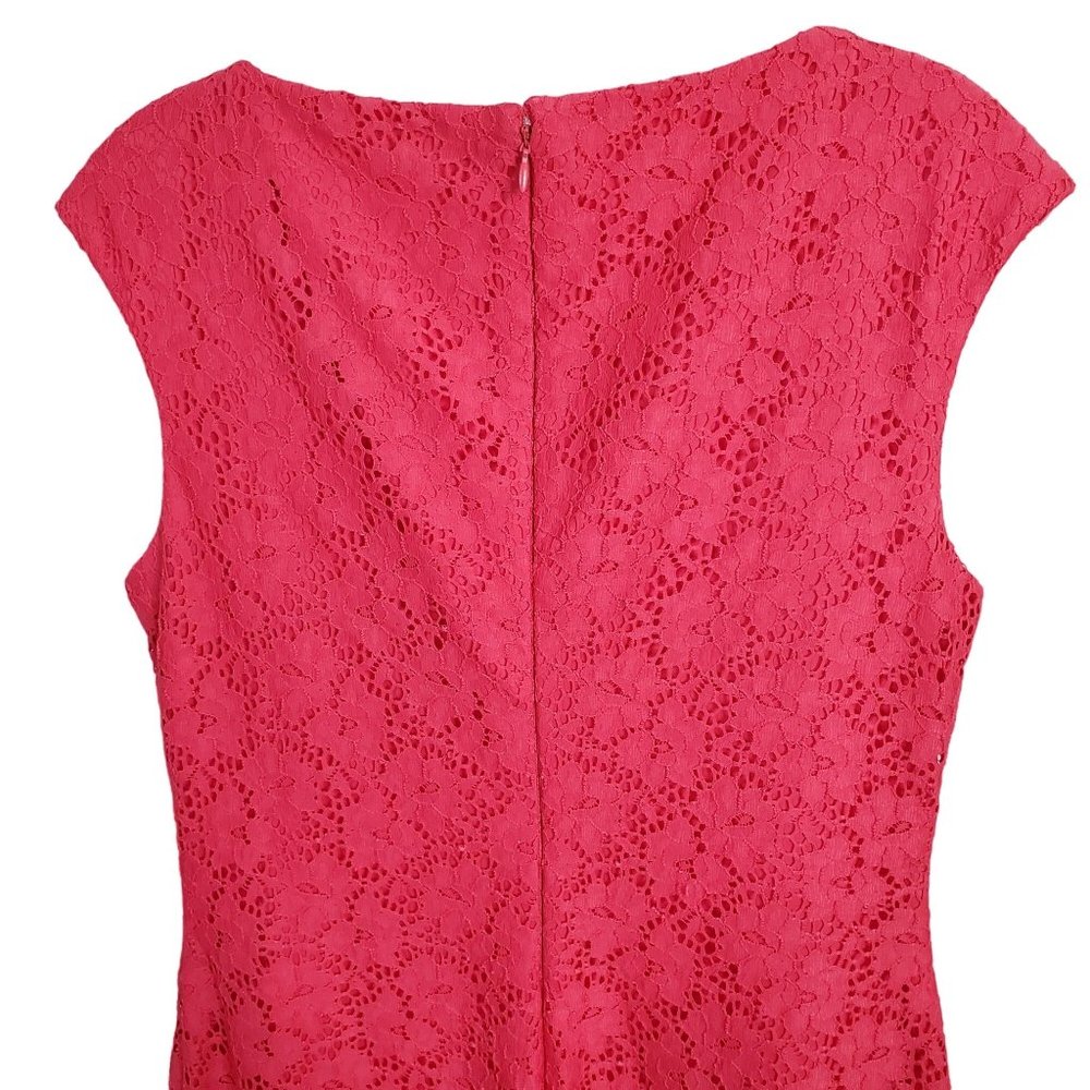 Chaps Size 10P 10 Petite Dress Cap Sleeve Floral Lace Overlay Zip Shift Pink - Picture 6 of 9